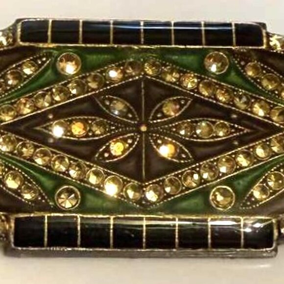Vintage Art Deco Pierre Bex Style Metal Rhinestone Brooch - Picture 4 of 7